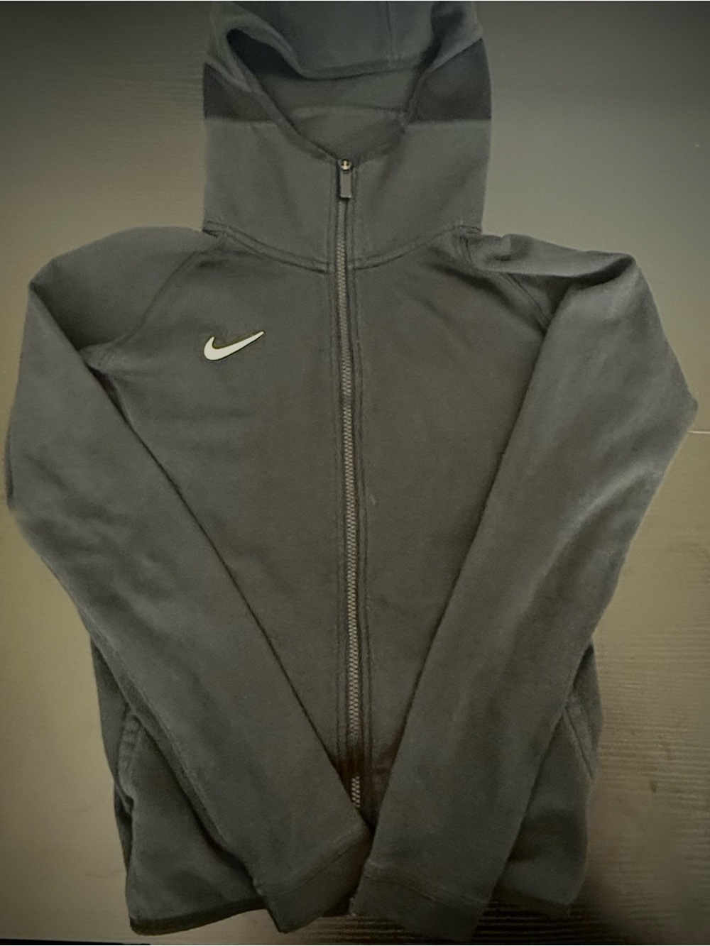 Nike Black Zip-Up Scuba Hoodie with White Swoosh EUC ( Excellent Used Condition)